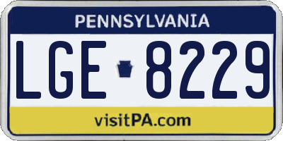 PA license plate LGE8229
