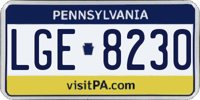 PA license plate LGE8230
