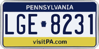 PA license plate LGE8231