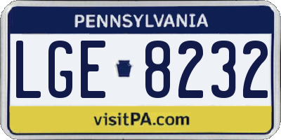 PA license plate LGE8232