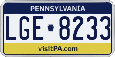 PA license plate LGE8233