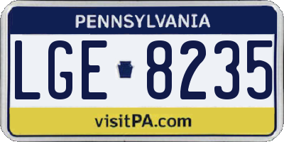 PA license plate LGE8235