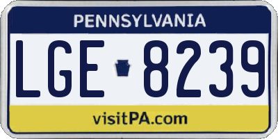 PA license plate LGE8239