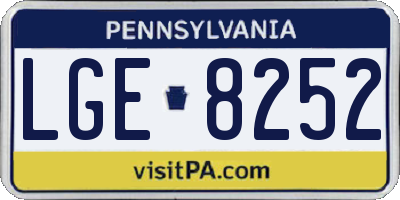 PA license plate LGE8252