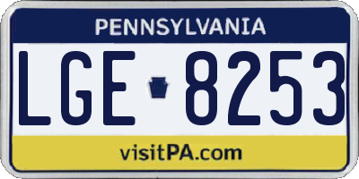 PA license plate LGE8253