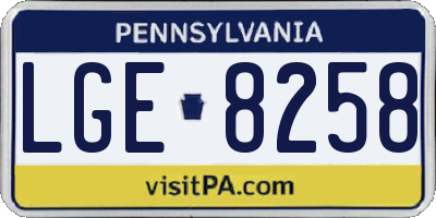 PA license plate LGE8258
