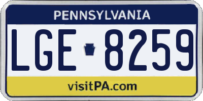 PA license plate LGE8259