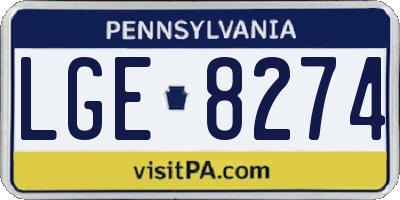 PA license plate LGE8274