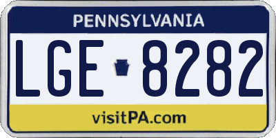 PA license plate LGE8282