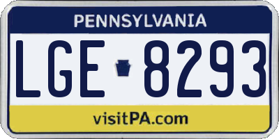 PA license plate LGE8293