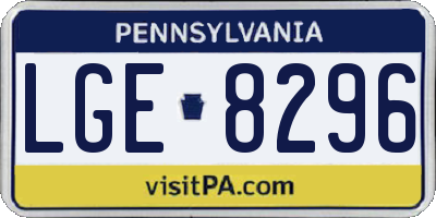 PA license plate LGE8296