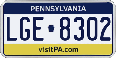 PA license plate LGE8302
