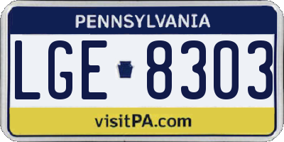 PA license plate LGE8303