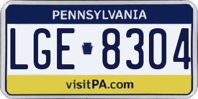 PA license plate LGE8304