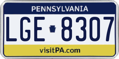 PA license plate LGE8307