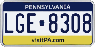 PA license plate LGE8308