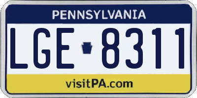 PA license plate LGE8311