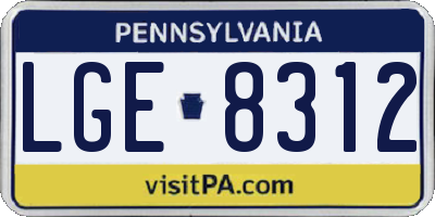 PA license plate LGE8312