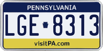 PA license plate LGE8313