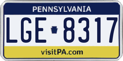 PA license plate LGE8317