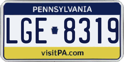 PA license plate LGE8319