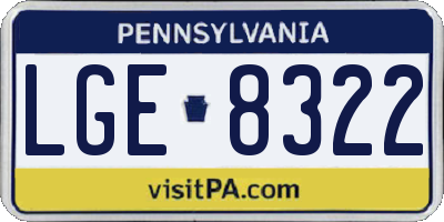 PA license plate LGE8322