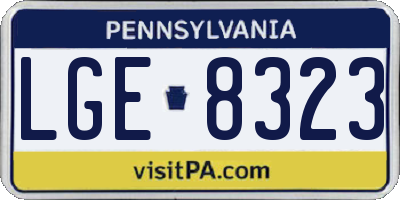 PA license plate LGE8323