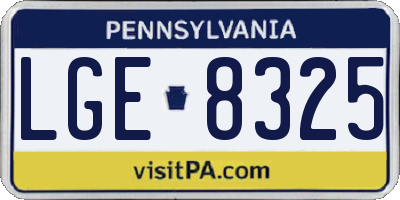 PA license plate LGE8325