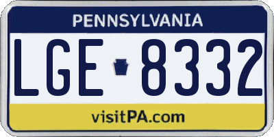 PA license plate LGE8332
