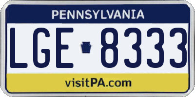 PA license plate LGE8333