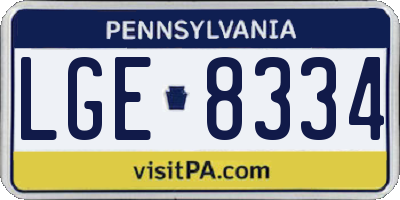 PA license plate LGE8334