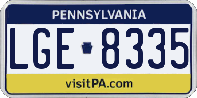 PA license plate LGE8335