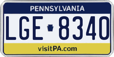 PA license plate LGE8340