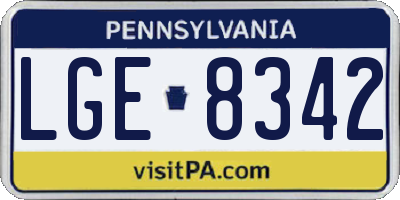 PA license plate LGE8342