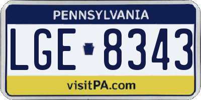 PA license plate LGE8343