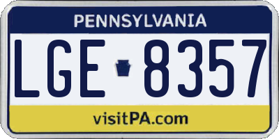 PA license plate LGE8357