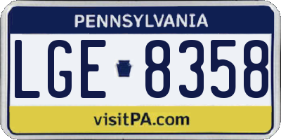 PA license plate LGE8358