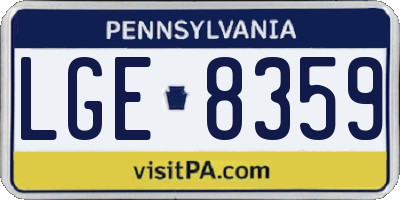 PA license plate LGE8359