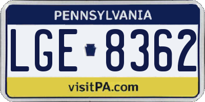 PA license plate LGE8362