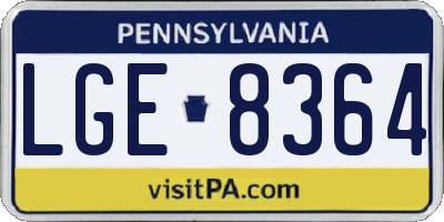 PA license plate LGE8364