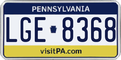 PA license plate LGE8368