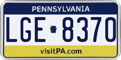 PA license plate LGE8370