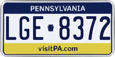 PA license plate LGE8372