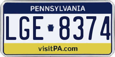 PA license plate LGE8374