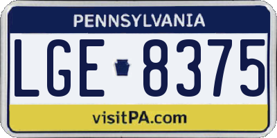PA license plate LGE8375