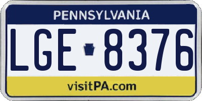 PA license plate LGE8376