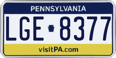 PA license plate LGE8377