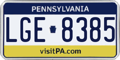 PA license plate LGE8385