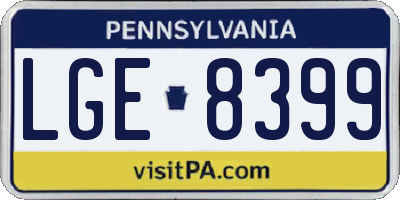 PA license plate LGE8399