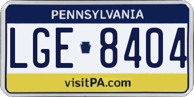 PA license plate LGE8404
